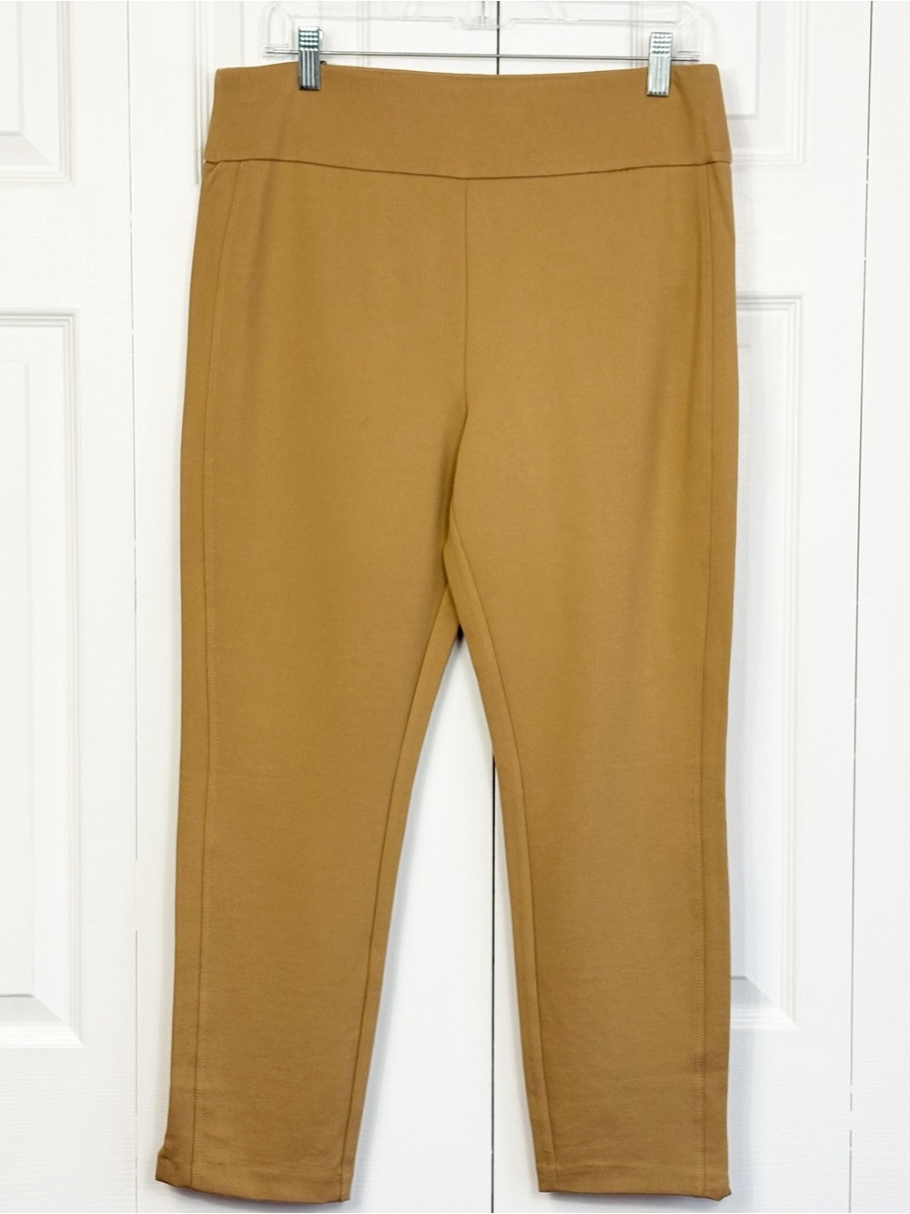 NWT Express Pecan Tan Ponte Knit Stretch Pull-On Slim Ankle Pants Large